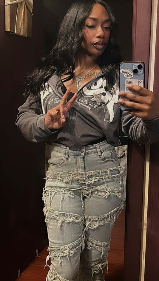 Dolls Girl Women Y2K Stacked Jeans
